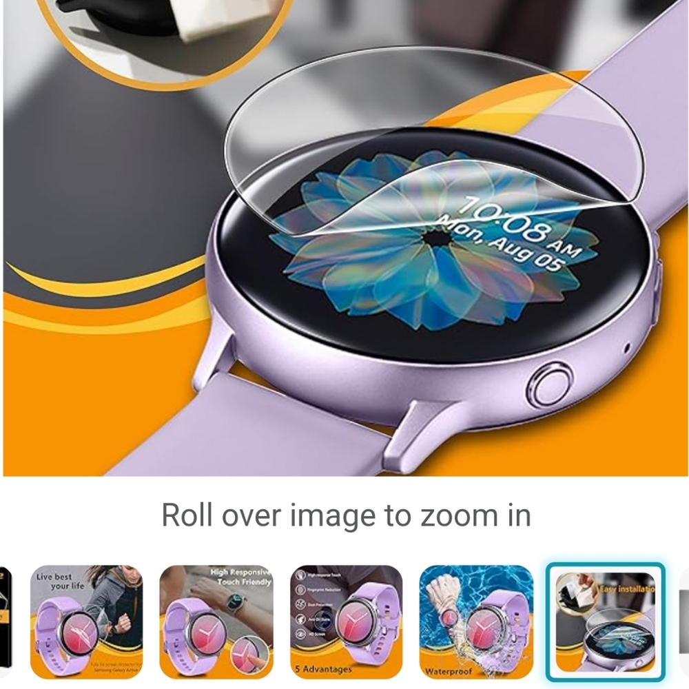 6 pack screen protector for Samsung Galaxy watch active 2 44mm (13) - Picture 7 of 9